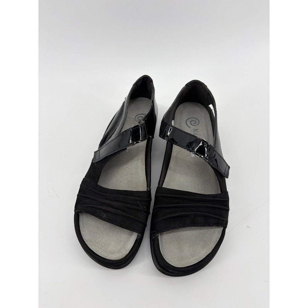 Naot Black Patent Leather Ruched Strap Sandals EU 37/Women's 7 NWOT